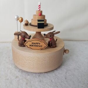 Wooderful life handmade Musical rotating birthday dogs Music Box Home Décor‎